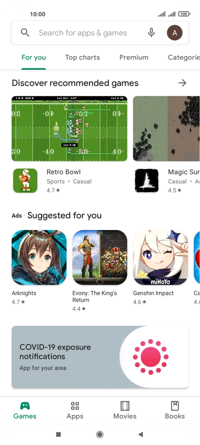 Press the search field.