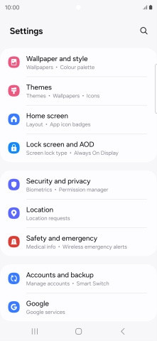 Press Security and privacy.
