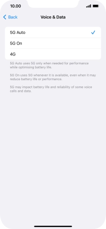 To turn on automatic switch between 5G and 4G, press 5G Auto. To turn on automatic switch between 5G and 4G, press 5G Auto.