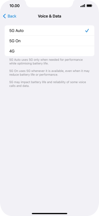 To turn on automatic switch between 5G and 4G, press 5G Auto. To turn on automatic switch between 5G and 4G, press 5G Auto.