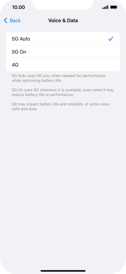 To turn on automatic switch between 5G and 4G, press 5G Auto. To turn on automatic switch between 5G and 4G, press 5G Auto.