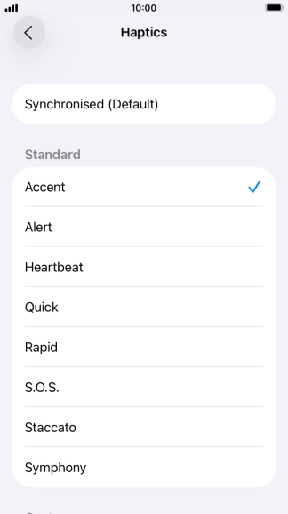Press the required setting to turn on the function.