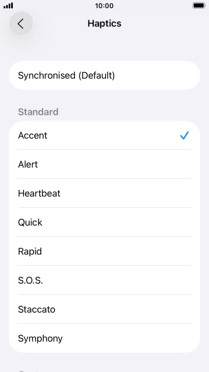 Press the required setting to turn on the function.