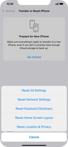 Press Reset All Settings. Press Reset All Settings.