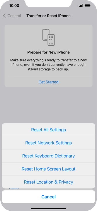 Press Reset All Settings. Press Reset All Settings.