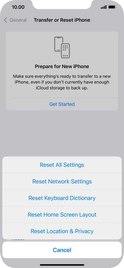 Press Reset All Settings. Press Reset All Settings.