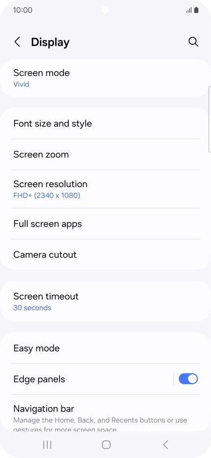 Press Screen timeout.