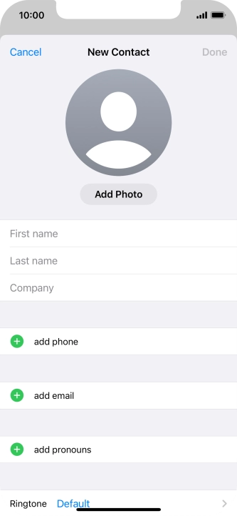 Press First name and key in the first name. Press First name and key in the first name.