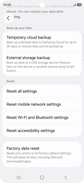 Press Factory data reset. Press Factory data reset.