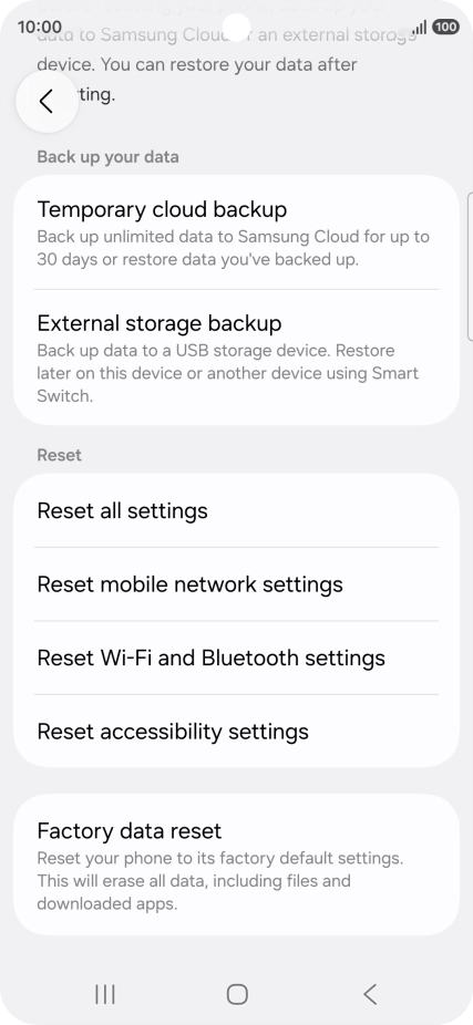 Press Factory data reset. Press Factory data reset.