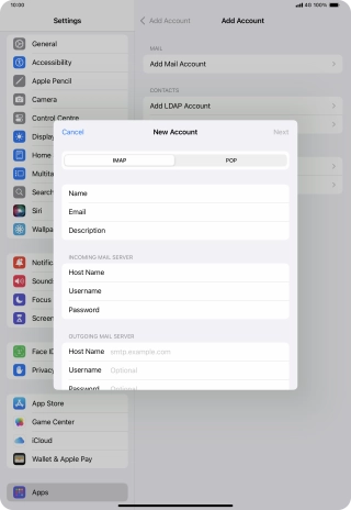 Press Host Name and key in the name of your email provider's outgoing server. Press Host Name and key in the name of your email provider's outgoing server.