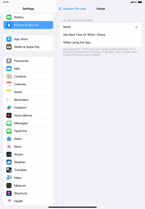 Press the required setting to turn the function on or off. Press the required setting to turn the function on or off.