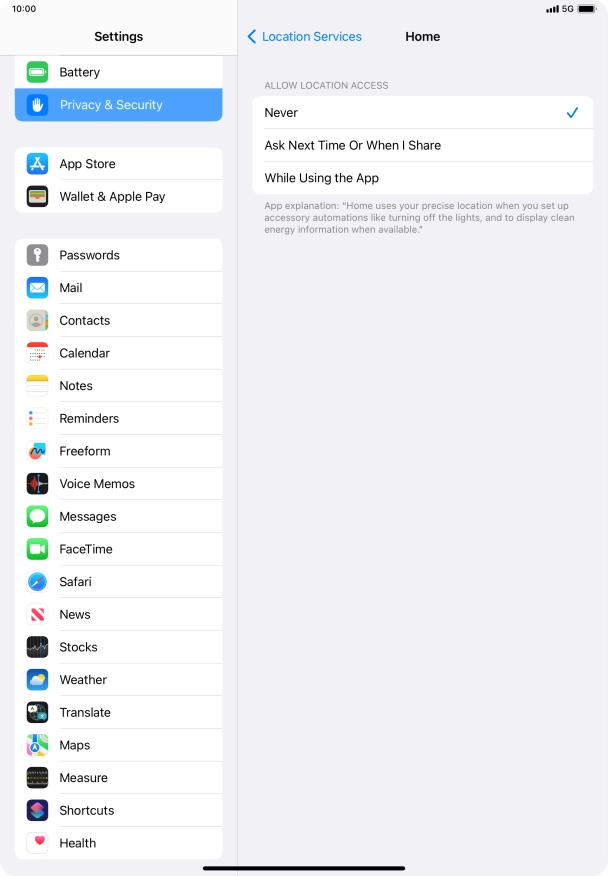 Press the required setting to turn the function on or off. Press the required setting to turn the function on or off.