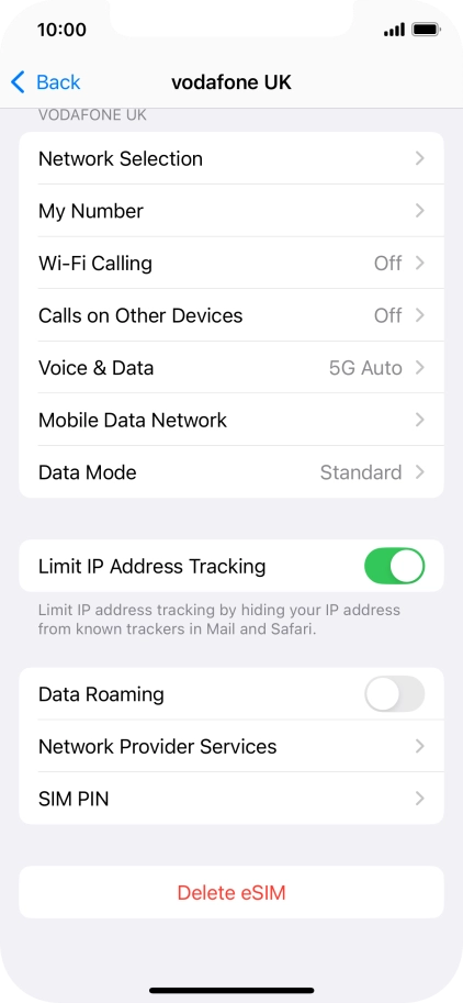 Press Delete eSIM and follow the instructions on the screen to delete your eSIM.