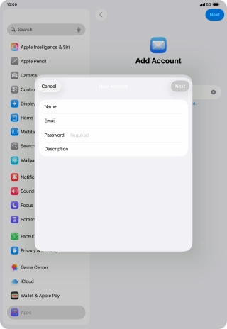 Press Password and key in the password for your email account. Press Password and key in the password for your email account.