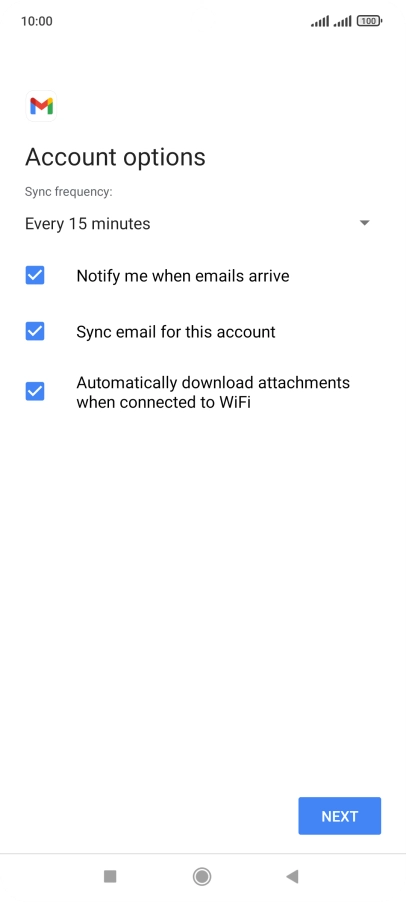 If this screen is displayed, you email account has been recognised and set up automatically. Follow the instructions on the screen to key in more information and finish setting up your phone.