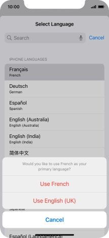 To select the new language as the default phone language, press Use ‹language› . To select the new language as the default phone language, press Use ‹language› .
