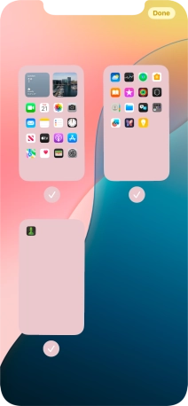 Press the field below the required home screen page to turn page view on or off. Press the field below the required home screen page to turn page view on or off.