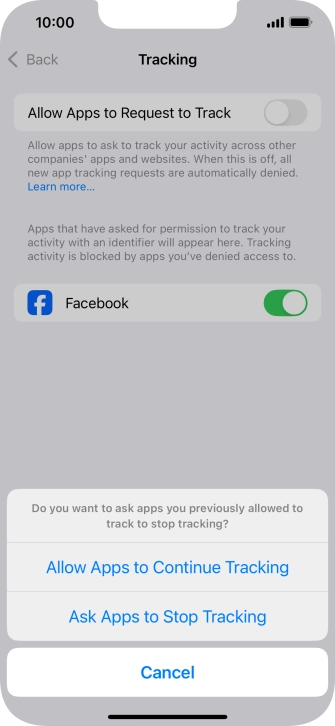 If you turn off the function, press the required setting.