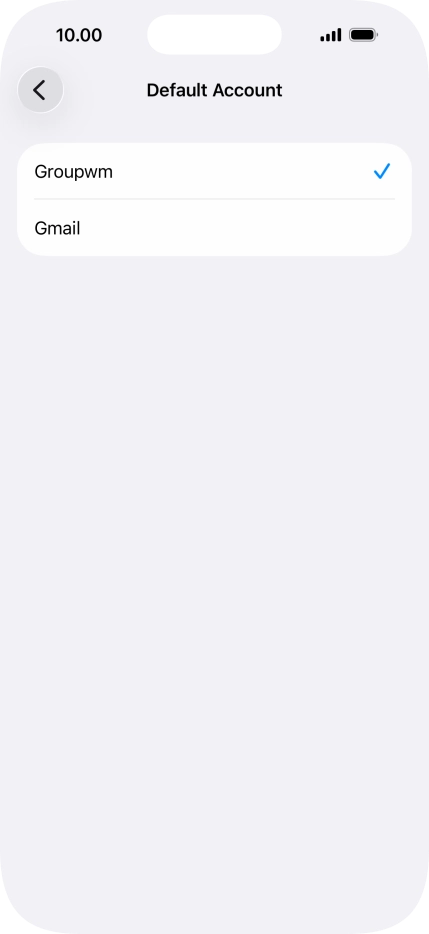 Press the required email account to select the email account as your default account.