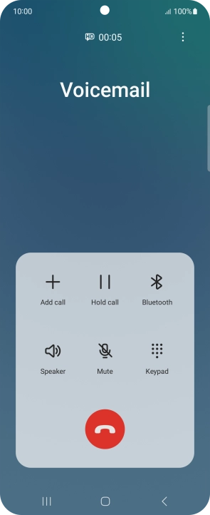 Press the end call icon. Press the end call icon.