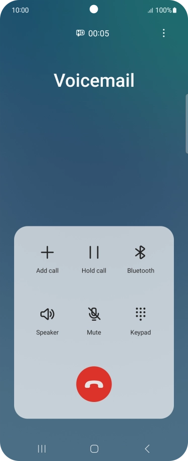 Press the end call icon. Press the end call icon.