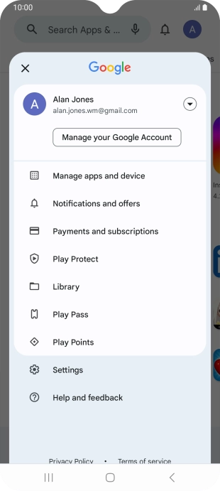 Press Manage apps and device. Press Manage apps and device.
