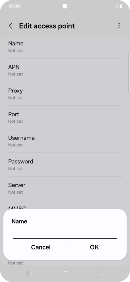 Key in Vodafone Internet and press OK. Key in Vodafone Internet and press OK.