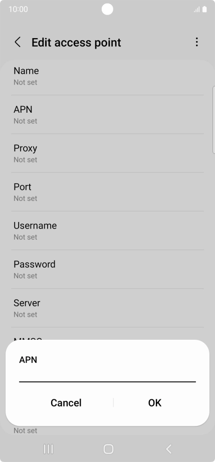 Key in wap.vodafone.co.uk and press OK.