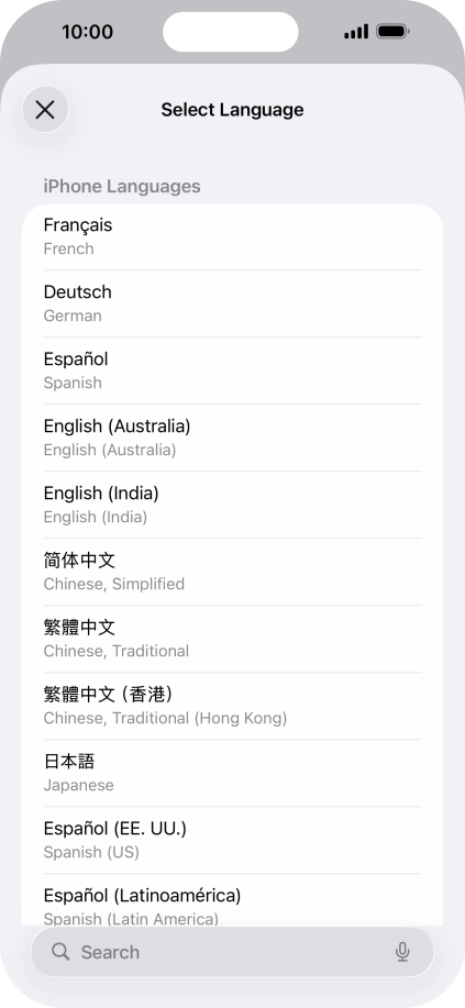 Press the required language. Press the required language.