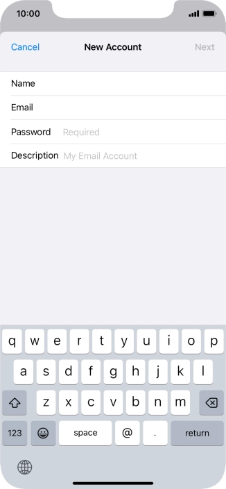 Press Password and key in the password for your email account. Press Password and key in the password for your email account.