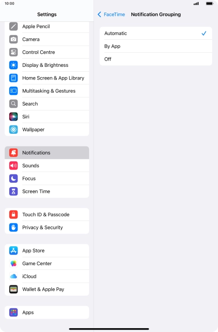 Press the required setting. Press the required setting.