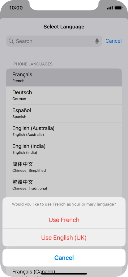 To select the new language as the default phone language, press Use ‹language› . To select the new language as the default phone language, press Use ‹language› .