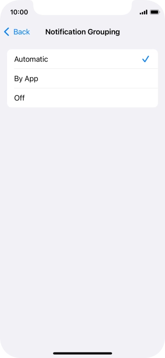 Press the required setting.