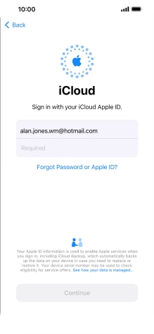 Press Required and key in the password for your Apple ID. Press Required and key in the password for your Apple ID.