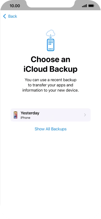 Press the required backup and your phone restores the content of the selected backup. Subsequently, follow the instructions on the screen to set up your phone and prepare it for use. Press the required backup and your phone restores the content of the selected backup. Subsequently, follow the instructions on the screen to set up your phone and prepare it for use.