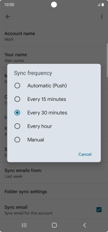 Press the required setting.