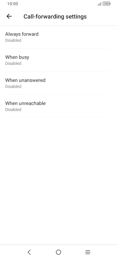 Press the required divert type. Press the required divert type.