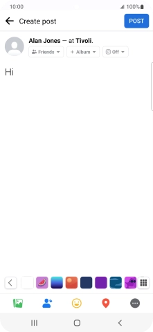 Write the required text and press POST. Write the required text and press POST.