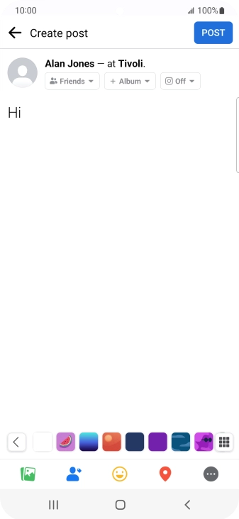Write the required text and press POST. Write the required text and press POST.