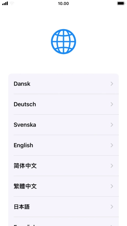 Press the required language.