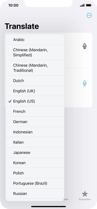 Press the required source language. Press the required source language.