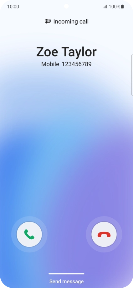 Press and drag the accept call icon right. Press and drag the accept call icon right.