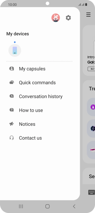Press the settings icon. Press the settings icon.