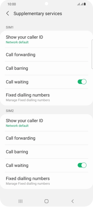Press Call forwarding below the required SIM.