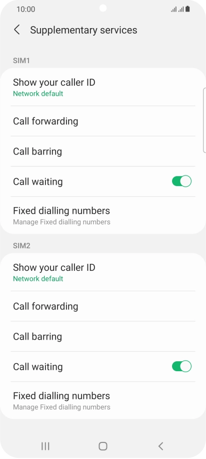 Press Call forwarding below the required SIM.