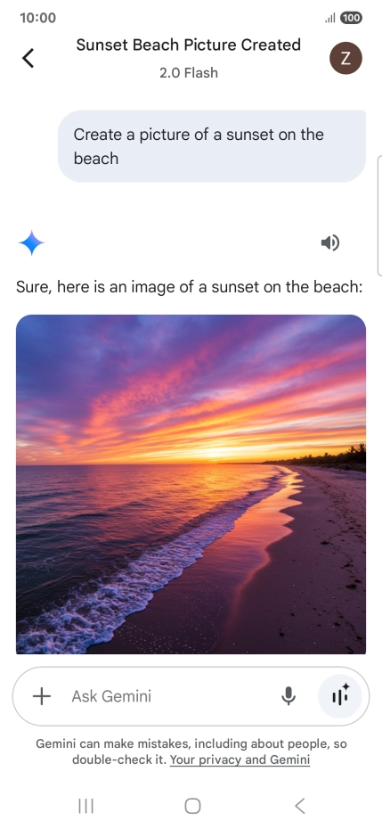 You can also ask Gemini to generate a picture based on your description. You can also ask Gemini to generate a picture based on your description.
