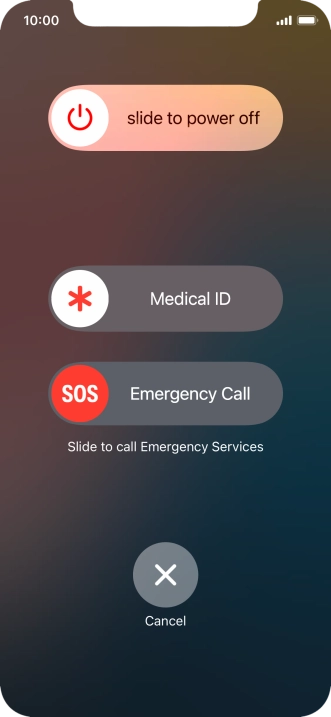Press and drag the power off icon right. Press and drag the power off icon right.