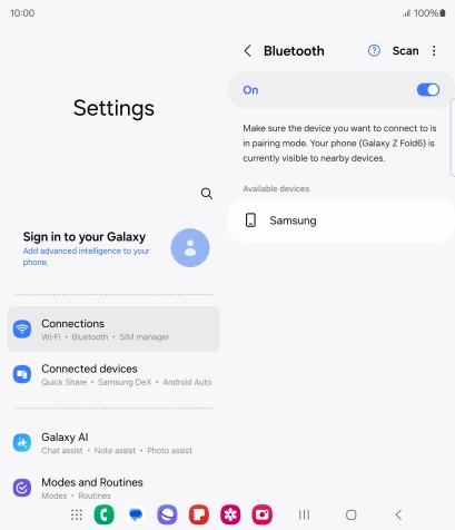 Press the required Bluetooth device and follow the instructions on the screen to pair the device with your phone.