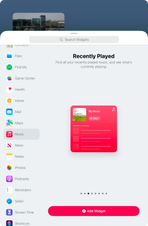 Slide your finger right or left on the screen to select the required widget size. Slide your finger right or left on the screen to select the required widget size.